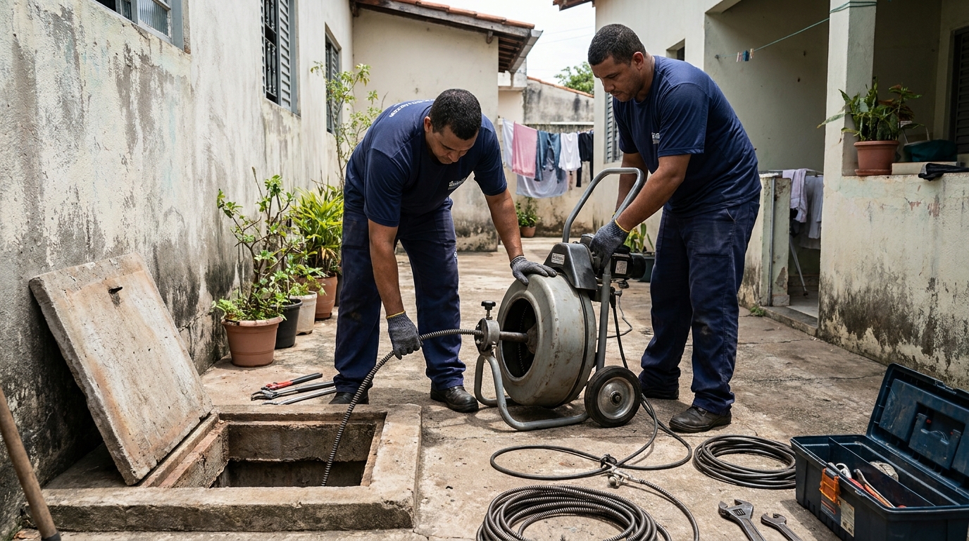 Desentupimento de Coluna Sanitária no Arpoador, Contagem‑MG